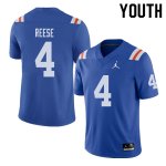 Youth Florida Gators #4 David Reese NCAA Jordan Brand Royal Throwback Alternate Authentic Stitched College Football Jersey TVP3862IU